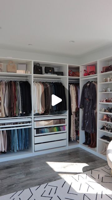 AYSHA HARUN on Instagram: "Organizing my dream closet 🥹👗🎀 I designed this on IKEA using the pax system! 

Check my stories/highlights for the design code link if you want to recreate this exact look 🪞

Remix by PaulGMashups

#customcloset #ikeapax #ikeapaxwardrobe #ikeacloset #closetorganization #walkincloset #dressingroom #perfumeorganization #perfumecollection #clothing #fallstyle #jewlery #collection" Walk In Closet Ideas With Slanted Roof, Ikea Walk In Wardrobe Ideas, Pax Wardrobe Layout Ideas, 7ft Closet Ideas, Small Ikea Closet Ideas, Walk In Closet Diy Organization, Walk In Closet Design Plan, Pax System Closet Ideas, Bedroom Closet Design Layout