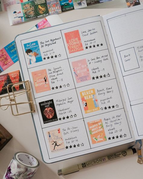 5 Easy Reading & Book Tracker Ideas for Your Journal — Erin Smith - Bullet Journal & Stationery Book Journal Start Page, Track Books Read, Book List Journal Ideas, Book Record Journal, Journal Book Tracker Ideas, Reading Log Journal Ideas, Series Tracker Book Journal, Book Journal Setup, Anticipated Releases Reading Journal