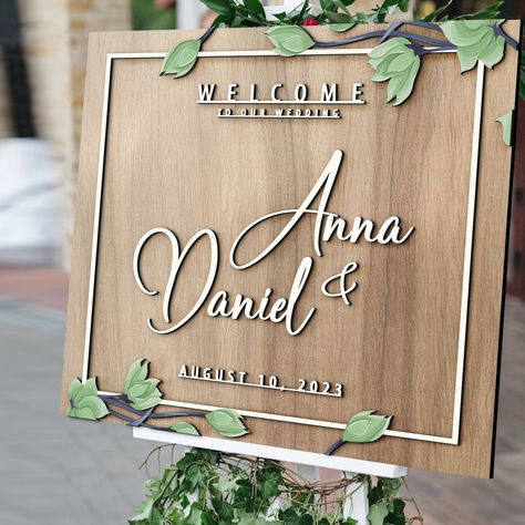 Rustic Welcome Sign Wedding, Wood Wedding Decor, Rustic Welcome Sign, Laser Engraved Wedding, Wooden Card Box, Wooden Signage, Welcome Wedding Sign, Welcome Sign Wedding, Wedding Poster