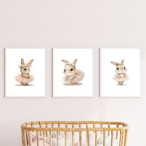 Bunny Ballerina Wall Art, Woodland Creatures Print, Girls Nursery Decor, Boho Rabbits Nursery Wall Art, Watercolor Bunny Ballerina Prints by DanielaDaintyDesigns on Etsy Wall Art Placement, Bunny Ballerina, Girls Nursery Decor, Ballerina Wall Art, Art Placement, Rabbit Nursery, Adorable Bunnies, Wall Art Watercolor, Pink Tutu