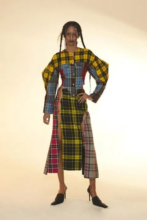 Rave Review, Tartan Fashion, Tech Wear, Fashion Organization, Upcycled Fashion, 2021 Fashion, Plaid Fashion, Fashion Show Collection, Vogue Runway