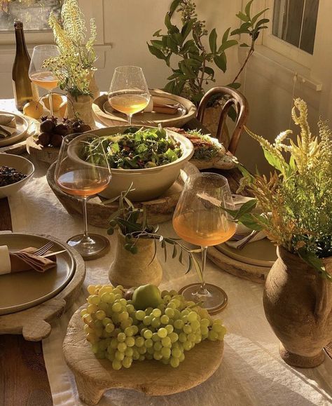 Follow for more Mediterranean Table Setting, Michelle Aesthetic, Christmas Table Scape, Table Scapes, Summer Soiree, Food Display, Wine And Dine, Slow Living, Pretty Food