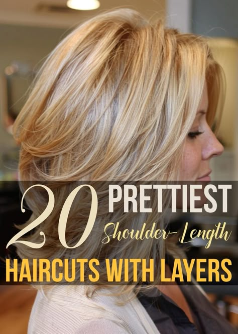 20 Prettiest Shoulder-Length Haircuts with Layers Shoulder Layered Haircuts, Layered Haircuts Straight, Fat Face Haircuts, Neck Length Hair, Layered Haircuts Shoulder Length, Shoulder Length Layered Hair, How To Cut Hair, Layered Thick Hair, Haircuts With Layers