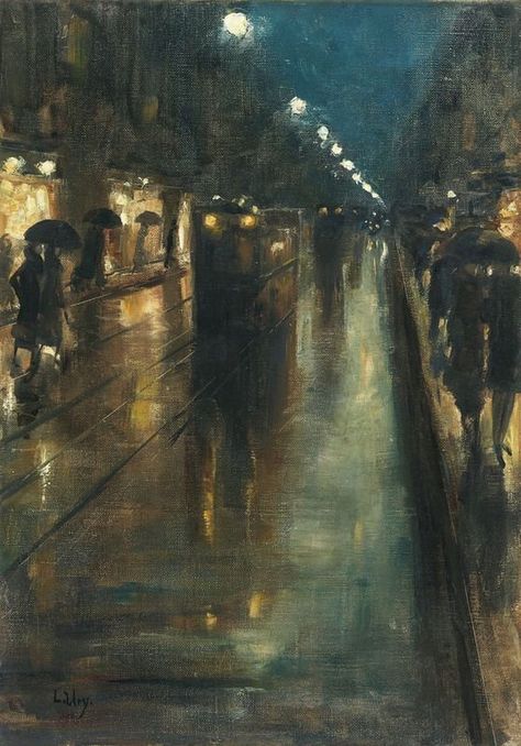 Imagen insertada 1920s Paintings, Lesser Ury, Night Street, My Funny Valentine, Arte Inspo, Ethereal Art, Classical Art, New Wall, Street Scenes