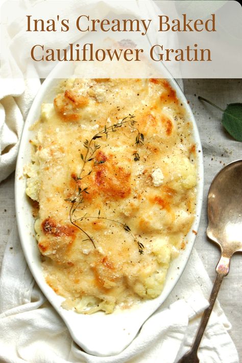 Cauliflower Gratin Ina Garten, Baked Whole Cauliflower, Cauliflower Gratin Recipe, Dinner Cauliflower, Cheese Cauliflower, Best Ina Garten Recipes, Cauliflowers, Cauliflower Gratin, Veggie Casserole