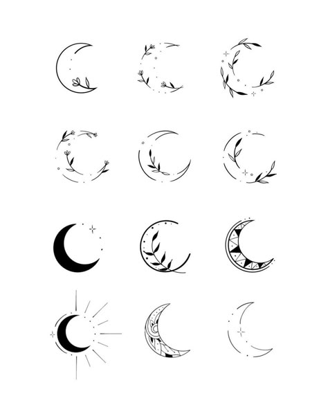 Dark Feminine Tattoos, Moon Star Tattoo, Tattoo Sonne, Luna Tattoo, Small Moon Tattoos, 16 Tattoo, Tato Minimal, Moon Phases Tattoo, Crescent Moon Tattoo