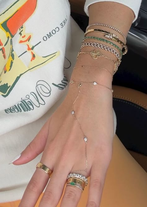 Bangle And Bracelet Stack, Bangle Stack, Wrist Stack, Jewelry Staples, Expensive Jewelry Luxury, Hand Accessories, Wrist Jewelry, Luxe Jewelry, Nail Jewelry