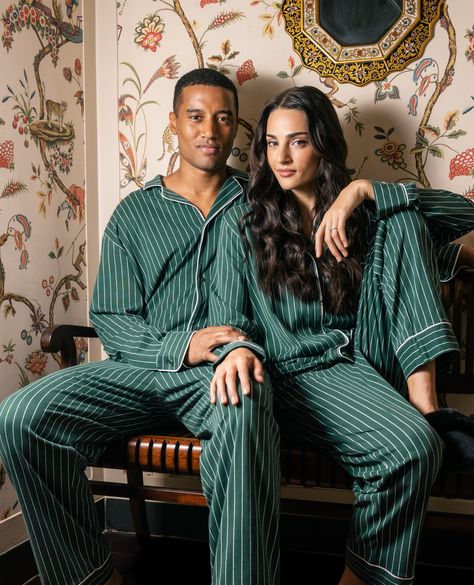 These 100% Peruvian Pima Cotton pajamas channel a classic holiday aesthetic through a timeworn pattern. 🤍 Christmas Pajamas Aesthetic, Family Holiday Pajamas, Knit Pajamas, Pajamas Aesthetic, Luxury Pajamas, Holiday Aesthetic, Luxury Sleepwear, Bedtime Ritual, Couple Pajamas