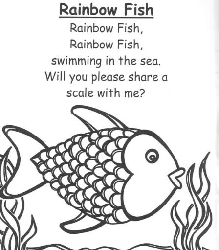 Rainbow fish poem Rainbow Fish Activities, Rainbow Fish Coloring Page, Kindergarten Poems, The Rainbow Fish, Fish Coloring, Fish Activities, Fish Coloring Page, Rainbow Printable, Kids Poems