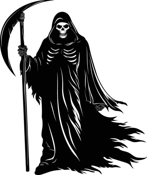 AI generated Silhouette grim reaper black color only full body body Grim Reaper Character Design, Female Reaper, Grin Reaper, Grim Reaper Images, Grim Reaper Skeleton, Grim Reaper Scythe, Reaper Art, Halloween Cricut, Grim Reaper Art