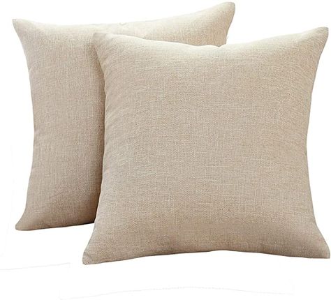 Amazon.com: Sunday Praise Cotton-Linen Decorative Throw Pillow Covers,Classical Square Solid Color Pillow Cases,18x18 inches Cushion Covers for Sofa Couch Bed&Car,Pack of 2 (Beige): Home & Kitchen Beige Throws, Beige Throw Pillows, Beige Pillow Covers, Ivory Pillow, Bantal Sofa, Beige Pillows, Vintage Cushions, Bed Car, Beige Cushions