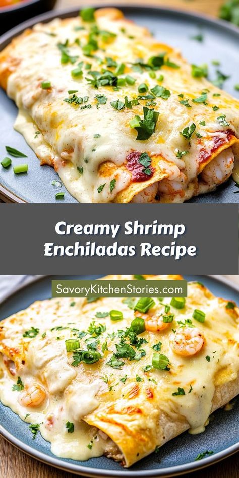 Want to elevate your seafood dinner game? These Creamy Shrimp Enchiladas are packed with flavor and easy to make, making them a fantastic choice for any night. Save this recipe for a special dinner that will leave everyone asking for seconds! Shrimp Enchilada Casserole, Fish Enchiladas Recipe, Chi Chis Seafood Enchiladas Recipe, Crab Enchiladas Recipe, Crawfish Enchiladas Recipe, Best Shrimp And Grits Recipe, Creamy Shrimp Enchiladas, Shrimp Enchiladas Recipes, Seafood Enchiladas Recipe