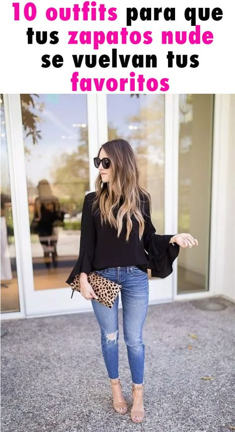 Outfit Botas, Outfits Con Jeans, Nude Outfits, Nude Shoes, Summer Fashion Trends, Womens Casual Outfits, Office Outfits, Outfit Casual, Spring Summer Outfits