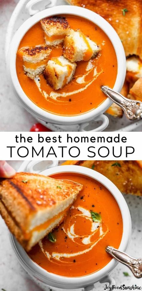 Best Homemade Tomato Soup, Best Tomato Soup Recipe, Spicy Soups, Homemade Tomato Soup Recipe, Best Tomato Soup, Homemade Tomato Soup, Roasted Tomato Basil Soup, Creamy Tomato Basil Soup, Tomato Soup Homemade