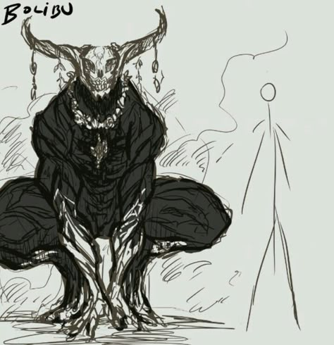 African Demon Art, Tall Demon Drawing, Demon Ideas Drawing, Scary Humanoid Creature, Demon Reference Character Design, Scary Demon Drawing, Demon Drawing Reference Male, Drawings Of Demons, Cool Demon Art