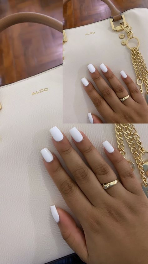 Plain White Short Nails, French Manicure With White Base, Coffin Shape White Nails, White Square Round Nails, White Gel Nails Square, Nails For Medical Professionals, Squoval Gel X Nails, Short Narrow Square Nails, Corporate Girl Nails