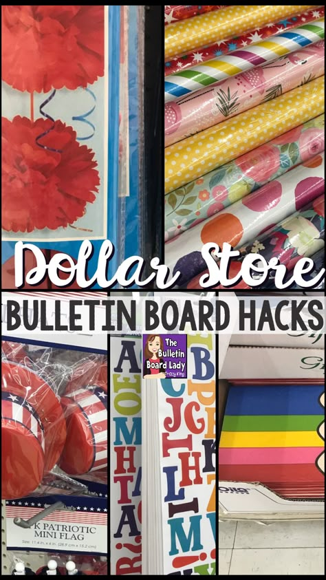 Decorate your classroom with these bulletin board hacks.  Easy and inexpensive ideas to add color and interest to your teaching space.  Teachers love the dollar store so read on to be inspired. Interesting Bulletin Board Ideas, Lunchroom Bulletin Boards, Craft Paper Bulletin Board, All Together Now Bulletin Board, Safety Curtain Classroom Door Diy, Dollar Store Classroom Hacks, Bulletin Board Hacks Teachers, Easy Classroom Bulletin Board Ideas, Bulletin Board Classroom Ideas