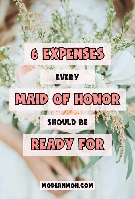 Get ready for the 6 expenses every maid of honor should be prepared to pay for. From bridal shower gifts to bachelorette travel expenses, ensure you're financially prepared for the role! Embark on the adventure of being a maid of honor. Check out this financial guide for all your maid of honor responsibilities. | Maid of Honor Duties Maid Of Honor Gifts To Bridesmaids, Maid Of Honor List Of Duties, Bridal Shower Outfit For Maid Of Honor, Outlander Bridal Shower Ideas, Moh Duties Maid Of Honor, Maid Of Honor List, Bridal Gifts From Maid Of Honor, Maid Of Honor Destination Wedding, Bridesmaid Gifts From Maid Of Honor