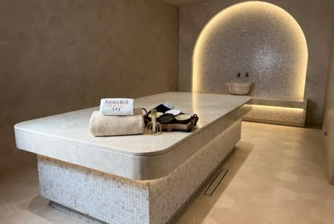 Moroccan Bath in Abu Dhabi from 420 AED – Armonia Spa Moroccan Soap, Voco Hotel, Turkish Hamam, Limestone House, Moroccan Bath, Black Moroccan, Bath Runner, Baths Interior, Camp Site