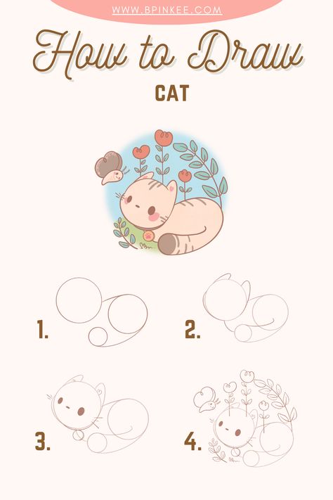 Kawaii culture, originating in Japan, celebrates all things cute and charming. Among its many adorable subjects, the Kawaii Cat stands out as an iconic and endearing character. With its large eyes, round face, and sweet demeanor, the Kawaii Cat has captured the hearts of people worldwide. In this mini tutorial, we'll explore the steps to create your own Kawaii Cat art that is sure to bring smiles to anyone who sees it. Kawaii Drawings Tutorial, Kawaii Drawing Tutorial, How To Draw Kawaii Step By Step, Kawaii Eyes Drawing, Smile Face Drawing, Chibi Cat Drawing, How To Draw Kawaii, How To Draw Cute Animals, Kawaii Animal Drawings