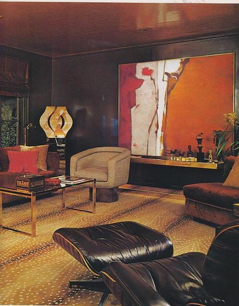 a moody, sensual living room                                                                                                                                                                                 More 70s Interior Design, 80s Interior, 70s Interior, 1970s Decor, Mid Century Interior, Retro Interior Design, 70s Home, 70s Decor, Interior Vintage