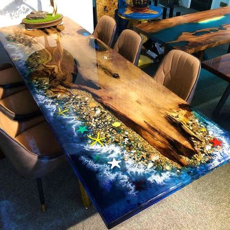 Ocean resin table,ocean epoxy resin,epoxy river table,resin ocean dining table,walnut epoxy table,epoxy coffee table,live edge dining Epoxy Wood Table, Wood Resin Table, River Tables, Resin Decor, Epoxy Table Top, Ocean Resin, Epoxy Resin Table, Collection Display, River Table