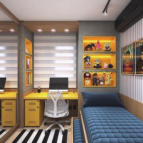 Boy's bedroom ideas and decor inspiration; from kids to teens #tween #toddler #teenagers #sports #diy #cars #rustic Are you planning to decorate your boy's bedroom? If that is the case, you will need Boy Bedroom Ideas to get started. Bilik Tidur Lelaki, Reka Bentuk Bilik Tidur, Boy Bedroom Design, Teen Boy Bedroom, Small Bedroom Designs, Boys Bedroom Decor, Trendy Bedroom, Boy Bedroom, Small Room Bedroom