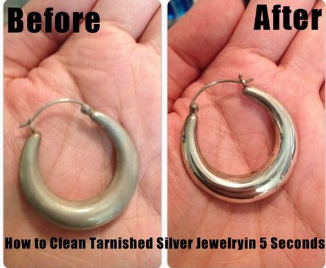 How to Clean Tarnished Silver Jewelry in 5 Seconds Clean Tarnished Silver Jewelry, Cleaning Tarnished Silver, Tarnished Silver Jewelry, Remove Rust, Cleaning Painted Walls, Homemade Cleaning, Deep Cleaning Tips, Fake Jewelry, Green Rings