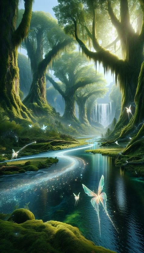 #nature #fantasy #magical Nature Kingdom Fantasy Art, Magic Realm Fantasy Art, Magic Fantasy World, Magical Forest Fantasy Art, Magical Plants Fantasy Art, Fantasy Landscape Aesthetic, Tropical Fantasy Art, Fantasy Background Magic, Fantasy Land Art