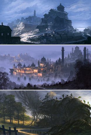 Feng Zhu Design, Feng Zhu, Fantasy City, Fantasy Setting, Fantasy Places, Environment Art, Wow Art, Landscape Scenery, Matte Painting