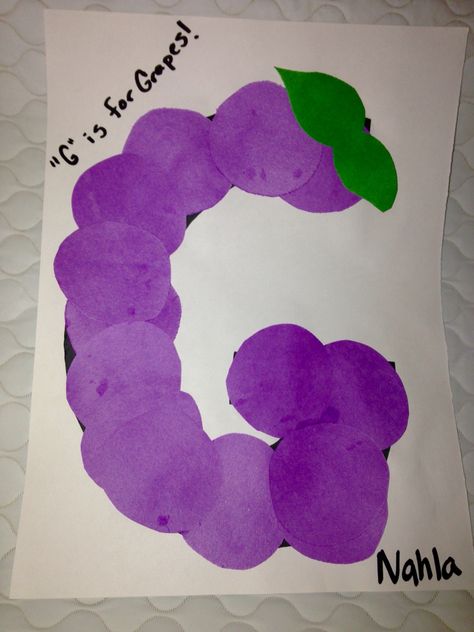 The letter G craft/toddler craft/grapes craft/G is for grapes Letter G Crafts, Letter G Activities, Preschool Letter Crafts, Alphabet Crafts Preschool, Abc Crafts, Alphabet Letter Crafts, The Letter G, Letter Crafts, G Letter