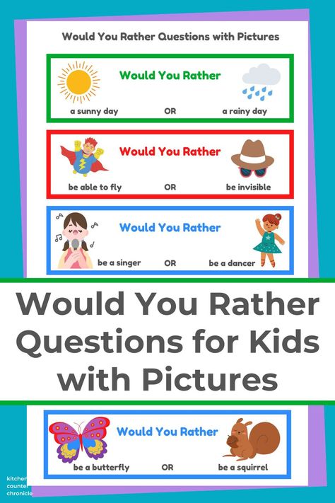 Kindergarten Would You Rather Questions, Question Of The Day Kindergarten, Would You Rather Questions For Kids, School Props, Best Would You Rather, Amazing Race Party, Christmas Questions, Conversation Starters For Kids, Would You Rather Game