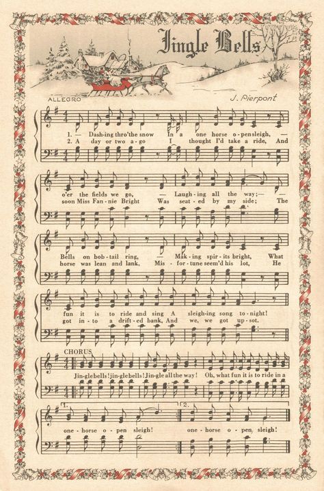 Jingle Bells Sheet Music, Free Christmas Printables Vintage, Free Christmas Music, Christmas Carols Lyrics, Christmas Songs Lyrics, Hymn Music, Christmas Lyrics, Christmas Sheet Music, Japan Illustration