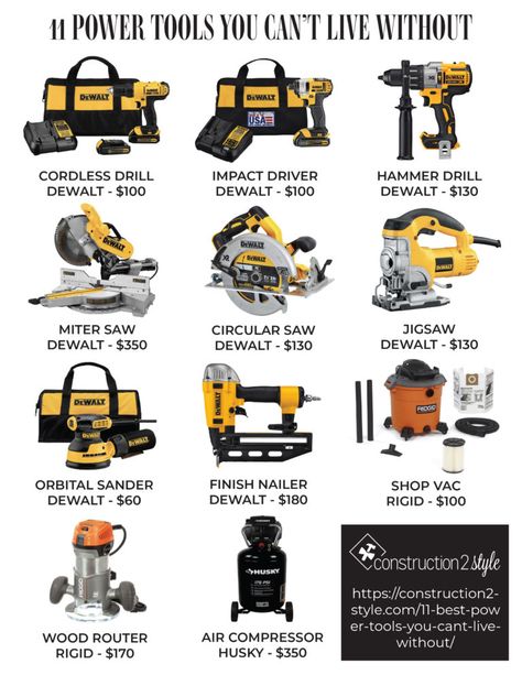 11 Best Power Tools You Can't Live Without | construction2style Ego Power Tools, Power Tools Design, Mind Design, Woodworking Tools For Beginners, Essential Woodworking Tools, Custom Home Building, Orbital Sander, Best Woodworking Tools, Woodworking Power Tools