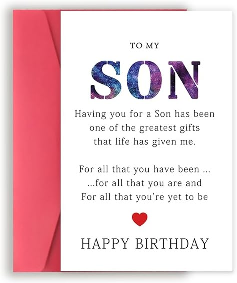 Amazon.com : Simple Son Birthday Card, Unique Birthday Card for Son, Cheeky Son Bday Card from Parents, Special Birthday Gifts for Son from Mom and Dad, Son's Birthday Gift : Office Products Happy Birthday For A Son, Birthday Wishes From Mother To Son, Birthday Wish To Son From Mom, Happy Bday Son From Mom, Birthday Greetings For Son From Mom, Bday Wishes For Son From Mother, Happy 20th Birthday Son From Mom, Words For Son's Birthday, Birthday Card For Son From Mom