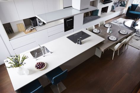 K6 | Lacquered kitchen By TM Italia Cucine Small Office Furniture, Open Concept Kitchen Living Room, Kitchen Surface, Comfortable Office Chair, Extra Bedroom, Island Design, Open Concept Kitchen, Kitchen Collection, Colonial Style