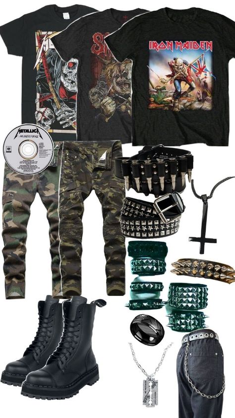 My clothes Metalhead Clothes, Metalhead Outfits, Grunge Outfits Punk, Alternative Boy, Punk Men, Boys Life, My Clothes, Dream Clothes, Grunge Outfits