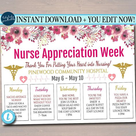 Nurses Week Flyer Templates Emergency Nurses Week, Soup Bar, Binder Labels, National Nurses Week, Puppy School, Nurse Appreciation Week, Happy Nurses Week, Community Hospital, Yoga Business