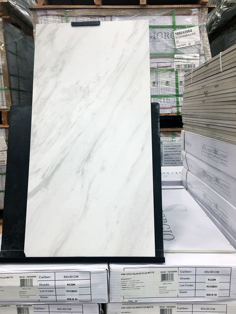 My 5 Favorite Faux Marble Tiles Under $3/s.f. | Marble Look Alike Tile Bathroom, 12x12 Bathroom Tile, Marble Floors In Bathroom, Faux Carrera Marble Tile Master Bath, Bathroom Backsplash To Ceiling, Porcelain Tile Marble Look Bathroom, Faux Marble Bathroom Floor, Faux Marble Porcelain Tile Bathroom, Porcelain Tile Marble Look