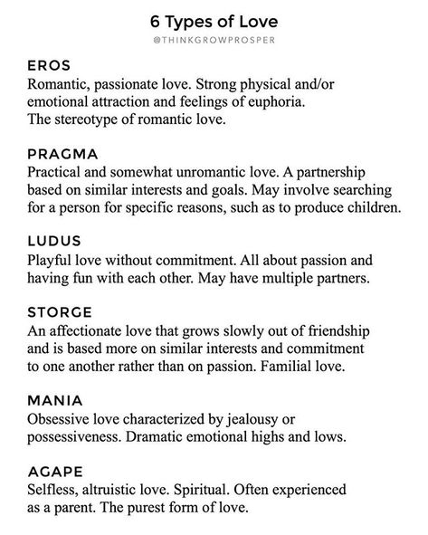 Psychologist John Alan Lee first introduced the idea of the six styles of love, using several of the Greek words for love. I think it's so interesting that there are four different words for love in the Greek language and only one in English 🤔 ❤️ #thinkgrowprosper Types Of Love Greek, Different Words For Love, Greek Words For Love, Words For Love, Alan Lee, Types Of Love, Unique Words Definitions, Latin Phrases, Greek Language