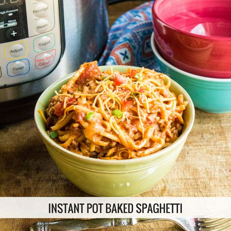 Instant Pot Baked Spaghetti Baked Spaghetti Easy, Baked Spaghetti With Ricotta, Instant Pot Ground Beef Recipes, Pressure Cooker Spaghetti, Instant Pot Spaghetti Recipe, Spaghetti Easy, Instant Pot Ground Beef, January Meals, Spaghetti Bake