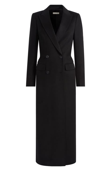 Suistudio Anna Long Double Breasted Wool Coat Long Blazer Outfit, Long Black Wool Coat, Wool Coat Outfit, Long Blazer Coat, Simple Outfit Ideas, Long Black Blazer, Oversized Clothing, Long Black Coat, Elegant Coats