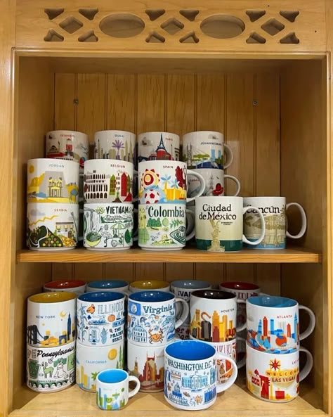 I Turned My Mom’s Starbucks Mug Collection into a Kitchen Centerpiece | The Kitchn Dirty Kitchen Design, Mug Souvenir, Gift Shop Ideas, Green Backsplash, Cocktail Maker, Kitchen Centerpiece, Mugs Collection, Dirty Kitchen, Starbucks Mug