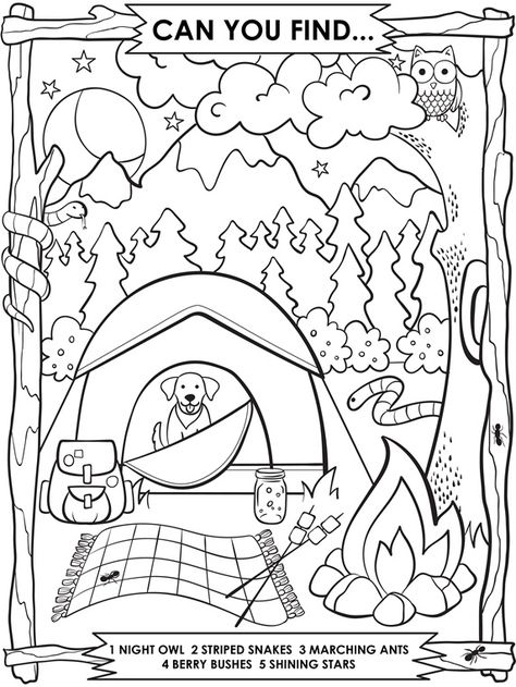 Camping Coloring Pages Free Printable, Adventure Crafts For Kids, Camping Preschool, Camping Theme Preschool, Camping Coloring Pages, Camping Classroom, Camping Theme Classroom, Camping Desserts, Summer Coloring Pages