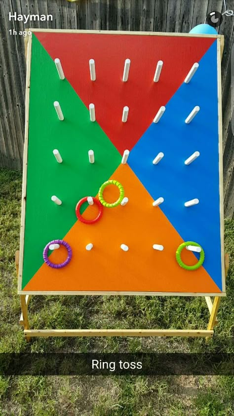 Homemade ring toss More Wedding Games And Activities, Diy Yard Games, Diy Carnival, Outside Games, Ring Toss, Yard Games, Camping Games, Backyard Games, Carnival Games