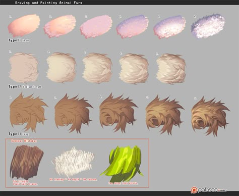 Kawacy fur tutorial How To Colour Fur Digital, Fur Digital Art Tutorial, Shading Fur Tutorial, Fluffy Texture Drawing, How To Render Feathers, Fur Art Tutorial, How To Color Fur Digital, Kawacy Art Tutorial, How To Shade Fur Digital