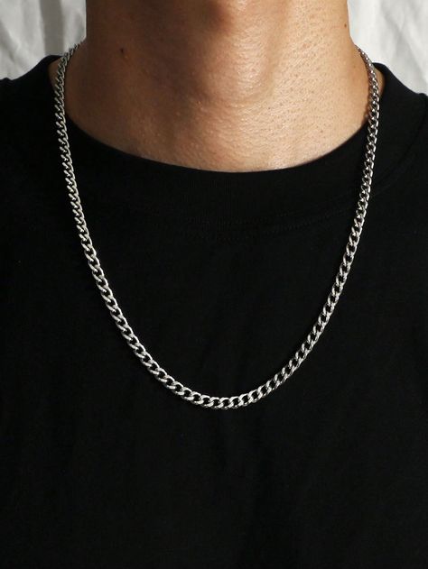 Fashionable Simple Style Stainless Steel Double-Sided Polishing NK Chain  Chain Titanium Steel Men's Necklace, Hip-Hop Trendy Men's Necklace, Street-Style High-End Men's Necklace, Multi-Matching Pendant For Boys, Men's Accessories Silver Fashionable,Hip-hop   Zinc Alloy     Men Fashion Jewelry, size features are:Bust: ,Length: ,Sleeve Length: Mens Jewelry Silver Men Necklace, Cool Chains Necklaces Men, Chain Fashion Men, Chains On Men, Jewelry Men Necklace, Guys Chains, Men’s Chains, Silver Chain For Boys, Male Jewelry Aesthetic