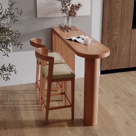 Corrigan Studio® Lanis Solid Wood Bar Set | Wayfair Brown Stool, Pedestal Tables, Kitchen Bar Table, Pedestal Table Base, Bar Dining Table, Wood Table Bases, Bar Table Sets, Table Color, Brown Table