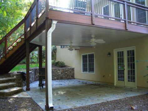 Under Deck Landscaping, Under Deck Ceiling, Patio Under Decks, Deck Landscaping, Deck Design Ideas, Under Deck, Tiered Deck, Low Deck, Under Decks