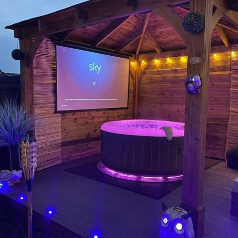 6 Hot Tub Privacy Ideas | Lay-Z-Spa UK Back Patio Jacuzzi Ideas, Outdoor Gazebos Hot Tub, Deck With Inflatable Hot Tub, Outdoor Hot Tub Area Enclosed, Garden Ideas Hot Tub, Private Hot Tub Area, Backyard Inspiration Hot Tub, Inflatable Hot Tub Canopy Ideas, Outdoor Hottub Area Fire Pits